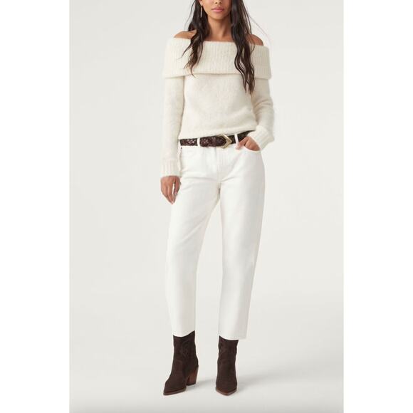 BA&SH Troca Alpaca Wool Blend Sweater off-the-shoulder fuzzy sweater size 3/L - Picture 11 of 11